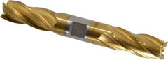 OSG - 3/4", 1-5/8" LOC, 3/4" Shank Diam, 5-5/8" OAL, 4 Flute, Cobalt Square End Mill - Double End, TiN Finish, Spiral Flute, 30° Helix, Right Hand Cut, Right Hand Flute, Series 542 - Americas Industrial Supply