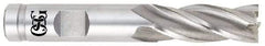 OSG - 1-1/4", 2" LOC, 1-1/4" Shank Diam, 4-1/2" OAL, 4 Flute, Cobalt Square End Mill - Single End, Uncoated, Spiral Flute, 30° Helix, Centercutting, Right Hand Cut, Right Hand Flute, Series 541 - Americas Industrial Supply