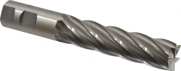OSG - 1", 4" LOC, 1" Shank Diam, 6-1/2" OAL, 6 Flute, Cobalt Square End Mill - Single End, Uncoated, Spiral Flute, 30° Helix, Centercutting, Right Hand Cut, Right Hand Flute, Series 546 - Americas Industrial Supply