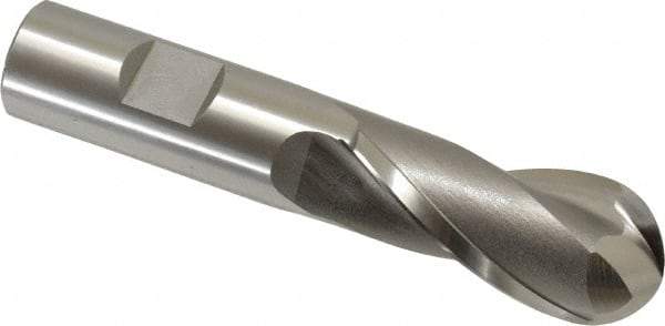 OSG - 7/8" Diam, 1-7/8" LOC, 2 Flute Cobalt Ball End Mill - Uncoated, Single End, 4-1/8" OAL, 3/4" Shank Diam, Spiral Flute - Americas Industrial Supply