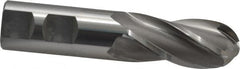 OSG - 7/8" Diam, 1-7/8" LOC, 4 Flute Cobalt Ball End Mill - Uncoated, Single End, 4-1/8" OAL, 7/8" Shank Diam, Spiral Flute - Americas Industrial Supply