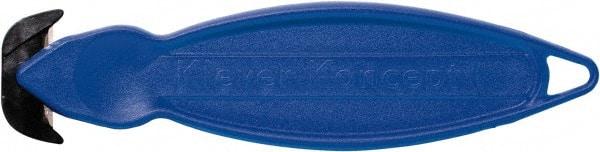 Klever Innovations - Fixed Safety Cutter - 1-1/4" Carbon Steel Blade, Blue Plastic Handle, 1 Blade Included - Americas Industrial Supply