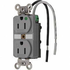 Hubbell Wiring Device-Kellems - 125V 15A NEMA 5-15R Hospital Grade Gray Straight Blade Duplex Receptacle - Americas Industrial Supply