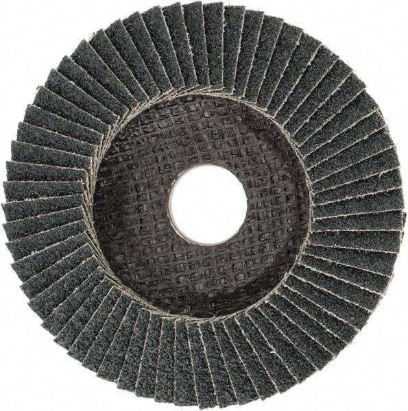 PFERD - 40 Grit, 4-1/2" Disc Diam, 7/8" Center Hole, Type 29 Zirconia Alumina Flap Disc - 13,300 Max RPM, Fiberglass Backing, Arbor Attaching System, Coated - Americas Industrial Supply