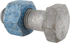 Value Collection - 1-8 Thread, 2-1/4" Length Under Head, Steel Hex Head Bolt - Hot Dipped Galvanized Coated, UNC Thread, ASTM A325 - Americas Industrial Supply