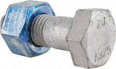 Value Collection - 1-8 Thread, 3" Length Under Head, Steel Hex Head Bolt - Hot Dipped Galvanized Coated, UNC Thread, ASTM A325 - Americas Industrial Supply