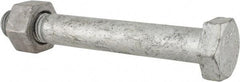 Value Collection - 1-8 Thread, 7-1/2" Length Under Head, Steel Hex Head Bolt - Hot Dipped Galvanized Coated, UNC Thread, ASTM A325 - Americas Industrial Supply