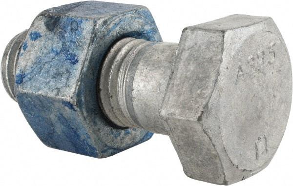 Value Collection - 1-1/8 - 7 Thread, 3" Length Under Head, Steel Hex Head Bolt - Hot Dipped Galvanized Coated, UNC Thread, ASTM A325 - Americas Industrial Supply