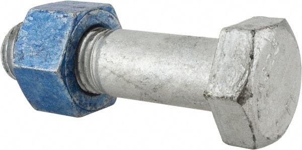 Value Collection - 1-1/8 - 7 Thread, 4-1/2" Length Under Head, Steel Hex Head Bolt - Hot Dipped Galvanized Coated, UNC Thread, ASTM A325 - Americas Industrial Supply