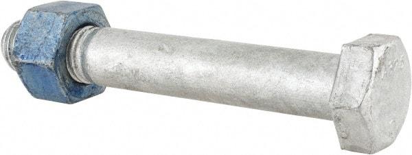 Value Collection - 1-1/8 - 7 Thread, 7-1/2" Length Under Head, Steel Hex Head Bolt - Hot Dipped Galvanized Coated, UNC Thread, ASTM A325 - Americas Industrial Supply