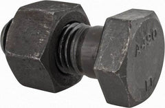 Value Collection - 1-8 Thread, 2-1/2" Length Under Head, Steel Hex Head Bolt - Uncoated, UNC Thread, ASTM A490 - Americas Industrial Supply