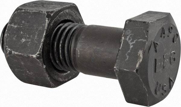 Value Collection - 1-8 Thread, 3" Length Under Head, Steel Hex Head Bolt - Uncoated, UNC Thread, ASTM A490 - Americas Industrial Supply