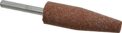 Norton - 3/4" Head Diam x 2-1/2" Thickness, A1, Cone End, Aluminum Oxide Mounted Point - Brown, Medium Grade, 60 Grit, 20,960 RPM - Americas Industrial Supply