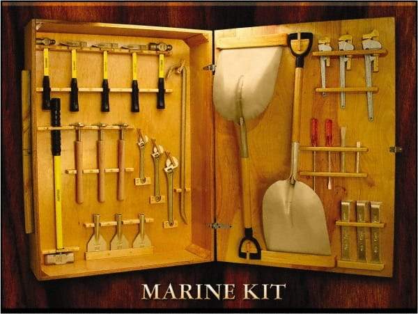 Ampco - 28 Piece Marine Tool Set - Comes in Wood Case - Americas Industrial Supply