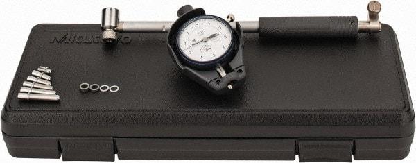 Mitutoyo - 6 Anvil, 1.4 to 2-1/2" Dial Bore Gage - 0.0001" Graduation, 5.9" Gage Depth, Accurate to 0.00008", Carbide Contact Point - Americas Industrial Supply