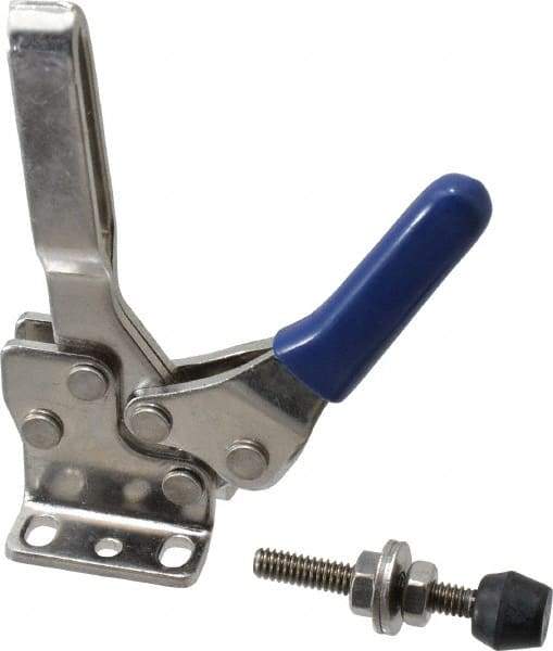 Gibraltar - 250 Lb Holding Capacity, Horizontal Handle, Manual Hold Down Toggle Clamp - 61° Handle Movement, 91° Bar Opening, U-Bar, Flanged Base, Electro-Plated Zinc, Stainless Steel - Americas Industrial Supply