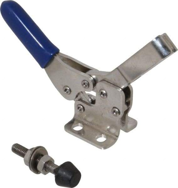 Gibraltar - 150 Lb Holding Capacity, Horizontal Handle, Manual Hold Down Toggle Clamp - 60° Handle Movement, 90° Bar Opening, U-Bar, Flanged Base, Electro-Plated Zinc, Stainless Steel - Americas Industrial Supply
