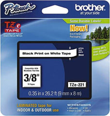 Brother - 3/8" Wide x 314.4" Long, White Plastic/Paper Tape Cassette - For Label Maker - Americas Industrial Supply