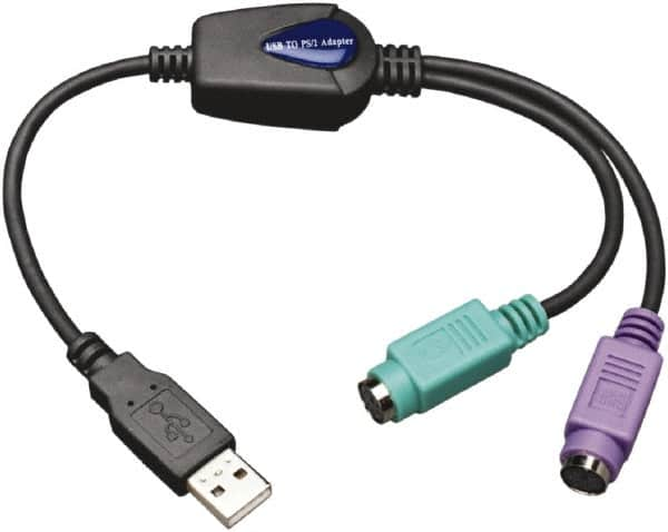 Tripp-Lite - Cable Adapter - USB to PS/2 Connector, Black, Use with Computers - Americas Industrial Supply