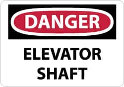 NMC - "Danger - Elevator Shaft", 10" Long x 14" Wide, Rigid Plastic Safety Sign - Rectangle, 0.05" Thick, Use for Accident Prevention - Americas Industrial Supply