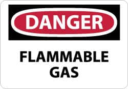 NMC - "Danger - Flammable Gas", 10" Long x 14" Wide, Pressure-Sensitive Vinyl Safety Sign - Rectangle, 0.004" Thick, Use for Hazardous Materials - Americas Industrial Supply