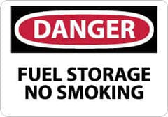 NMC - "Danger - Fuel Storage - No Smoking", 7" Long x 10" Wide, Rigid Plastic Safety Sign - Rectangle, 0.05" Thick, Use for Accident Prevention - Americas Industrial Supply