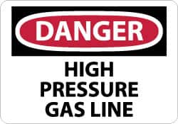 NMC - "Danger - High Pressure Gas Line", 10" Long x 14" Wide, Rigid Plastic Safety Sign - Rectangle, 0.05" Thick, Use for Hazardous Materials - Americas Industrial Supply