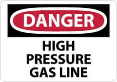 NMC - "Danger - High Pressure Gas Line", 10" Long x 14" Wide, Rigid Plastic Safety Sign - Rectangle, 0.05" Thick, Use for Hazardous Materials - Americas Industrial Supply