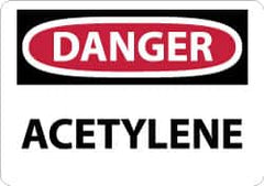 NMC - "Danger - Acetylene", 7" Long x 10" Wide, Pressure-Sensitive Vinyl Safety Sign - Rectangle, 0.004" Thick, Use for Hazardous Materials - Americas Industrial Supply