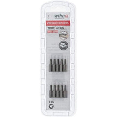 Wiha - 1/4" Drive T15 Torx Screwdriver Bit - 1" OAL, Insert Bit - Americas Industrial Supply