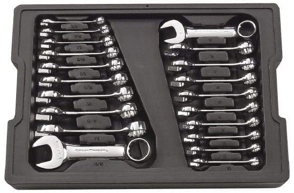 GearWrench - 20 Piece, 3/8" to 15/16" (10mm to 19mm), 12 Point Combination Wrench Set - Inch/Metric Measurement Standard, Full Polish Finish, Comes in Plastic Tray - Americas Industrial Supply