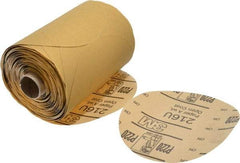 3M - 5" Diam, 220 Grit Aluminum Oxide Adhesive PSA Disc - Very Fine Grade, Gold, A Weighted Backing, Flexible, Use with Random Orbital Sanders - Americas Industrial Supply