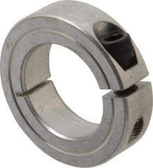 Climax Metal Products - 1-1/8" Bore, Aluminum, One Piece Clamping Shaft Collar - 1-7/8" Outside Diam, 1/2" Wide - Americas Industrial Supply