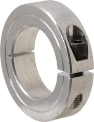 Climax Metal Products - 1-3/8" Bore, Aluminum, One Piece Clamping Shaft Collar - 2-1/4" Outside Diam, 9/16" Wide - Americas Industrial Supply