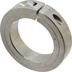 Climax Metal Products - 1-1/2" Bore, Stainless Steel, One Piece One Piece Split Shaft Collar - 2-3/8" Outside Diam, 9/16" Wide - Americas Industrial Supply