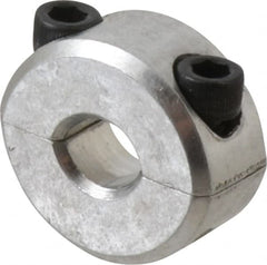 Climax Metal Products - 1/4" Bore, Aluminum, Two Piece Two Piece Split Shaft Collar - 11/16" Outside Diam, 5/16" Wide - Americas Industrial Supply