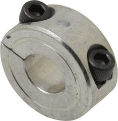 Climax Metal Products - 3/8" Bore, Aluminum, Two Piece Two Piece Split Shaft Collar - 7/8" Outside Diam, 3/8" Wide - Americas Industrial Supply