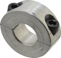 Climax Metal Products - 7/16" Bore, Aluminum, Two Piece Two Piece Split Shaft Collar - 15/16" Outside Diam, 3/8" Wide - Americas Industrial Supply