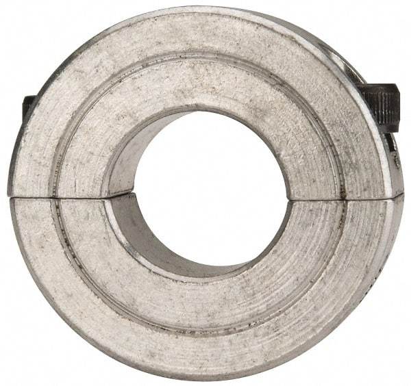 Climax Metal Products - 11/16" Bore, Aluminum, Two Piece Two Piece Split Shaft Collar - 1-1/2" Outside Diam, 1/2" Wide - Americas Industrial Supply