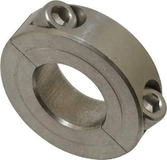 Climax Metal Products - 13/16" Bore, Stainless Steel, Two Piece Two Piece Split Shaft Collar - 1-5/8" Outside Diam, 1/2" Wide - Americas Industrial Supply