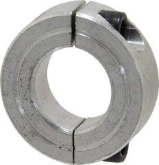 Climax Metal Products - 7/8" Bore, Aluminum, Two Piece Two Piece Split Shaft Collar - 1-5/8" Outside Diam, 1/2" Wide - Americas Industrial Supply