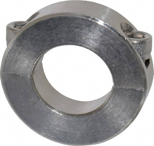 Climax Metal Products - 15/16" Bore, Stainless Steel, Two Piece Two Piece Split Shaft Collar - 1-3/4" Outside Diam, 1/2" Wide - Americas Industrial Supply