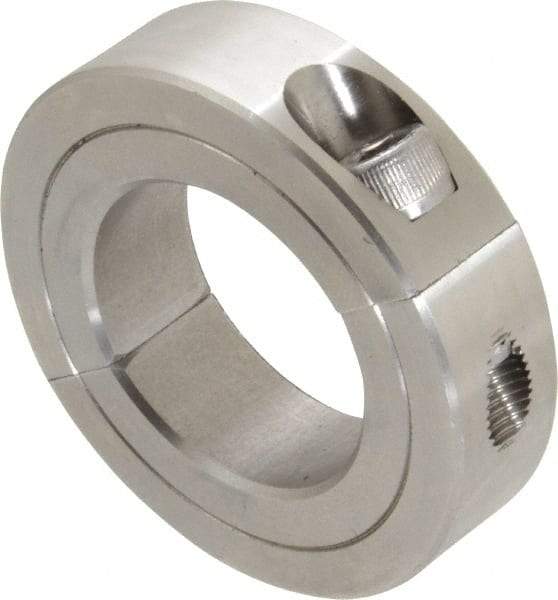 Climax Metal Products - 1-5/16" Bore, Stainless Steel, Two Piece Two Piece Split Shaft Collar - 2-1/4" Outside Diam, 9/16" Wide - Americas Industrial Supply