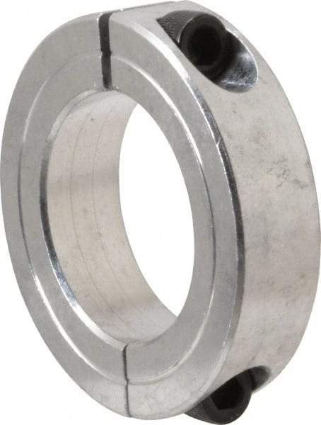 Climax Metal Products - 1-3/8" Bore, Aluminum, Two Piece Two Piece Split Shaft Collar - 2-1/4" Outside Diam, 9/16" Wide - Americas Industrial Supply