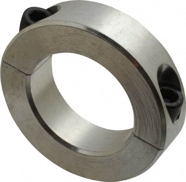 Climax Metal Products - 1-5/8" Bore, Aluminum, Two Piece Two Piece Split Shaft Collar - 2-5/8" Outside Diam, 11/16" Wide - Americas Industrial Supply