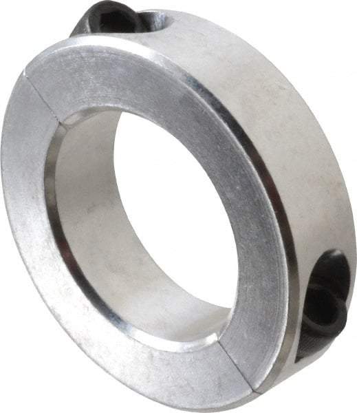 Climax Metal Products - 1-11/16" Bore, Aluminum, Two Piece Two Piece Split Shaft Collar - 2-3/4" Outside Diam, 11/16" Wide - Americas Industrial Supply