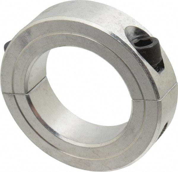 Climax Metal Products - 1-3/4" Bore, Aluminum, Two Piece Two Piece Split Shaft Collar - 2-3/4" Outside Diam, 11/16" Wide - Americas Industrial Supply