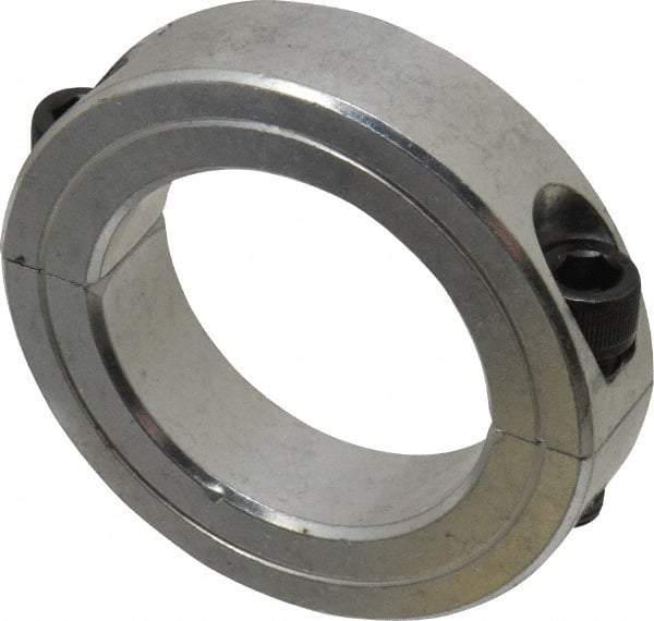 Climax Metal Products - 1-7/8" Bore, Aluminum, Two Piece Two Piece Split Shaft Collar - 2-7/8" Outside Diam, 11/16" Wide - Americas Industrial Supply