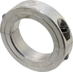 Climax Metal Products - 1-15/16" Bore, Aluminum, Two Piece Two Piece Split Shaft Collar - 3" Outside Diam, 11/16" Wide - Americas Industrial Supply