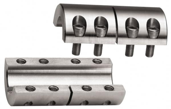 Climax Metal Products - 1-1/4" Inside x 2-1/16" Outside Diam, Two Piece Rigid Coupling without Keyway - 3-1/4" Long - Americas Industrial Supply